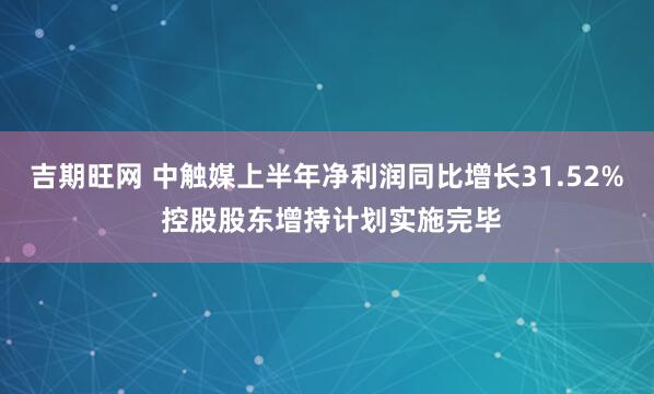 吉期旺网 中触媒上半年净利润同比增长31.52% 控股股东增持计划实施完毕