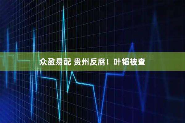 众盈易配 贵州反腐！叶韬被查