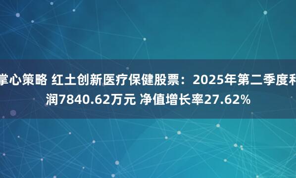 掌心策略 红土创新医疗保健股票：2025年第二季度利润7840.62万元 净值增长率27.62%